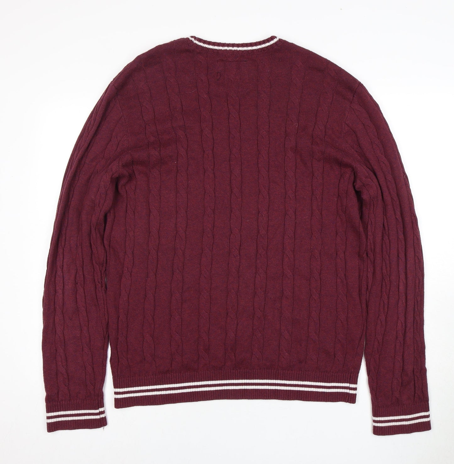 Hollister Men's Red XL Cable-Knit Crew Neck Pullover
