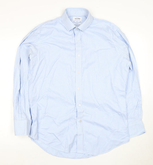 T.M.Lewin Blue Slim Fit Men's Dress Shirt 16.5/42 Check
