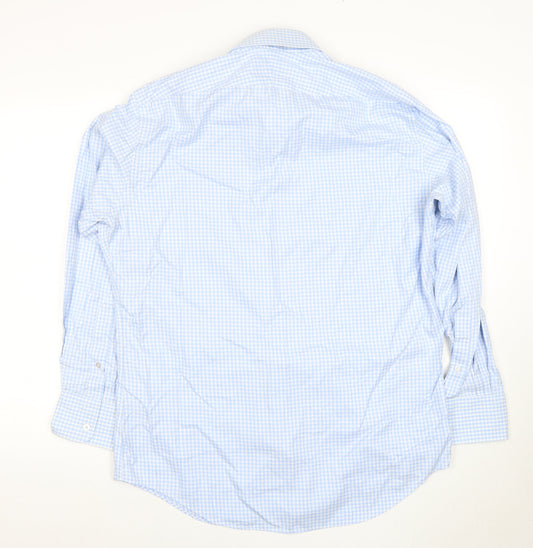T.M.Lewin Blue Slim Fit Men's Dress Shirt 16.5/42 Check