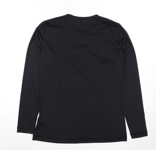 Lands' End Women's Black Crew Neck Long Sleeve Top S