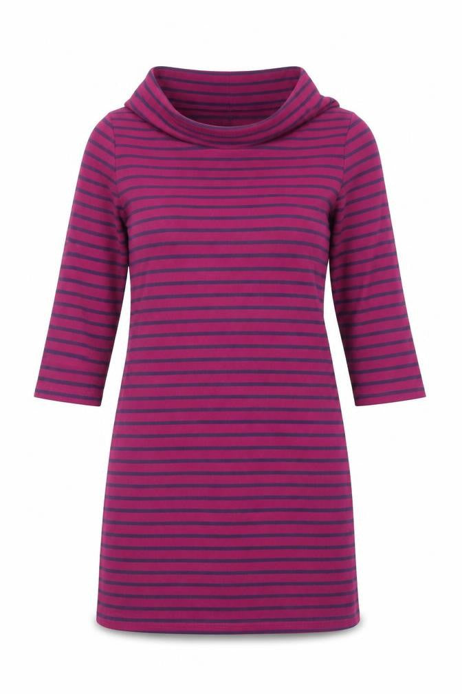 Joules Women’s Purple Striped Cowl Neck Dress