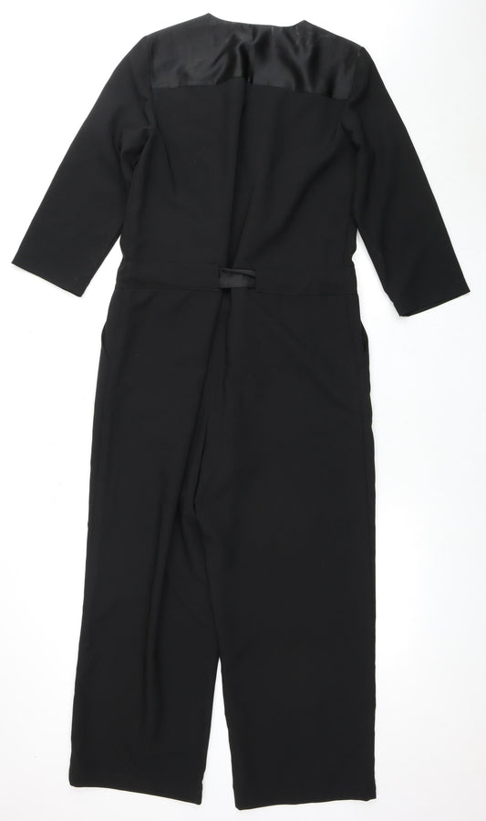 IMITZ Women's Black Jumpsuit - Size 10, Belted, Long Sleeve