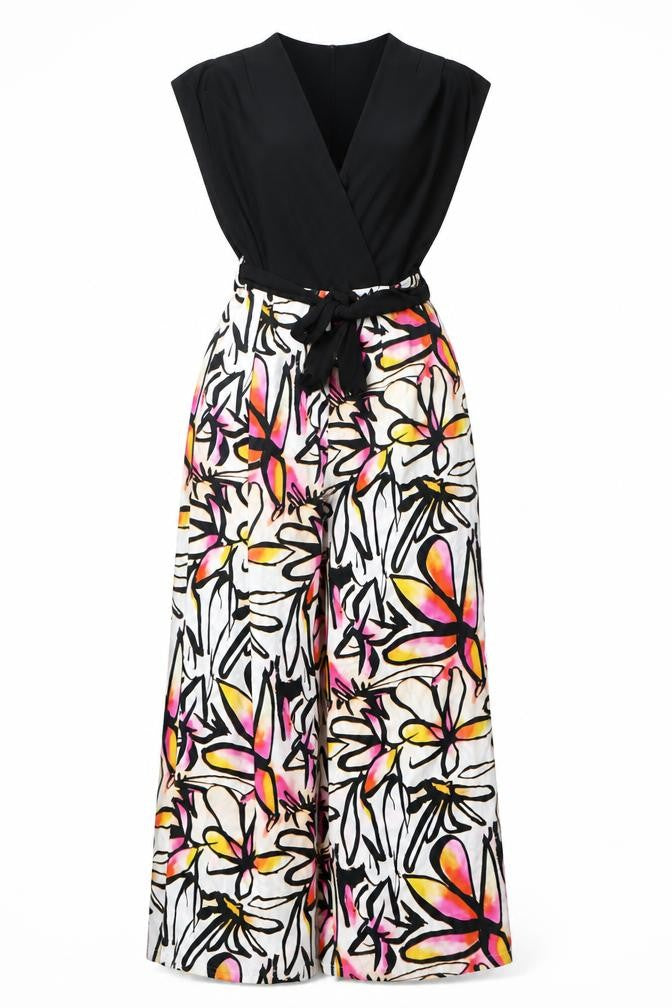 Ella Boo Women's Multicoloured Floral V-Neck Jumpsuit Size 10