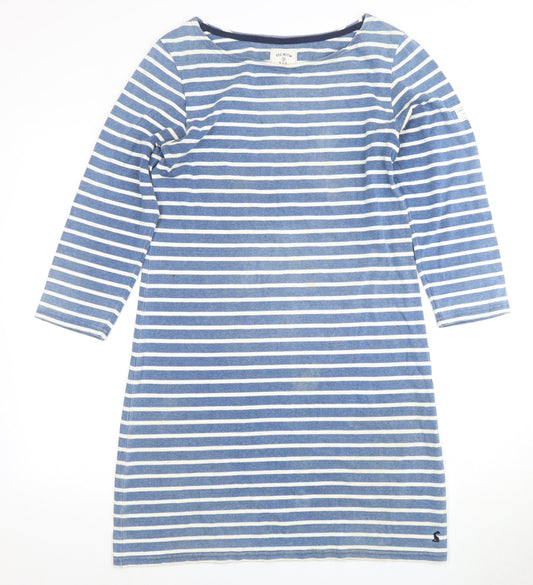 Joules Women's Blue Striped Dress, Size 12, Boat Neck