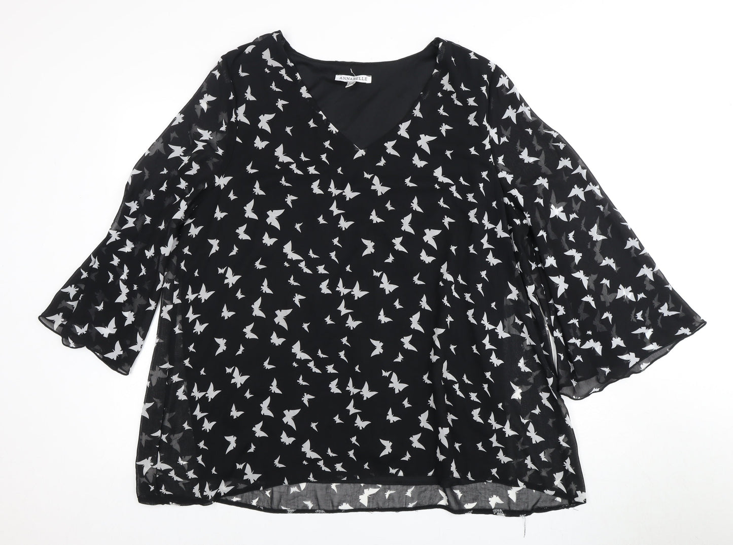 Annabelle Women's Black Butterfly Blouse Size 18