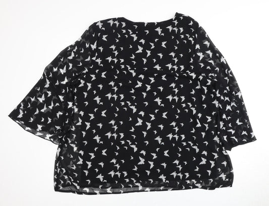 Annabelle Women's Black Butterfly Blouse Size 18