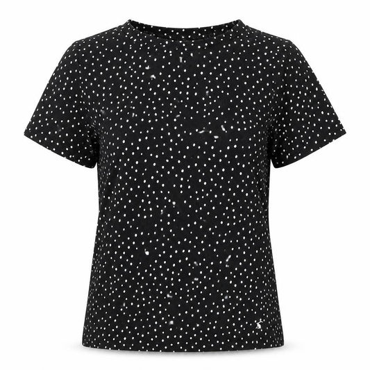 Womens UK Size 2 Joules Black 100% Cotton T-Shirt
