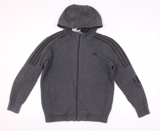 Adidas Teens Grey Full Zip Hoodie - Size 164