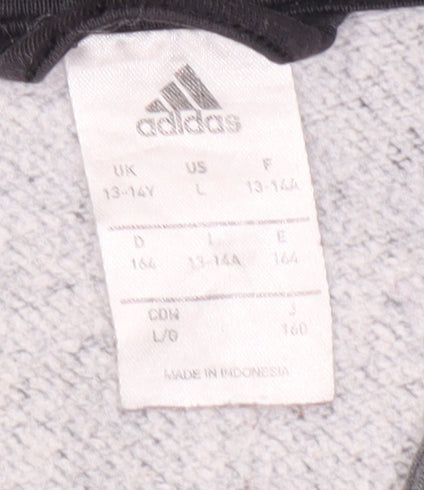 Adidas Teens Grey Full Zip Hoodie - Size 164