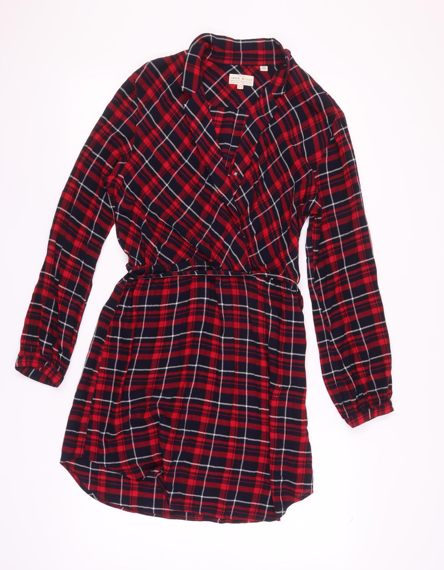 Jack Wills Women's Red Plaid Collared UK 14 Dress