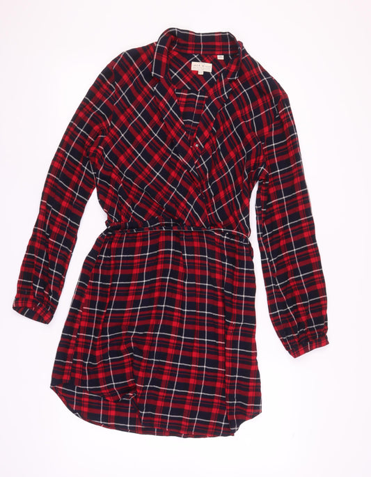 Jack Wills Women's Red Plaid Collared UK 14 Dress