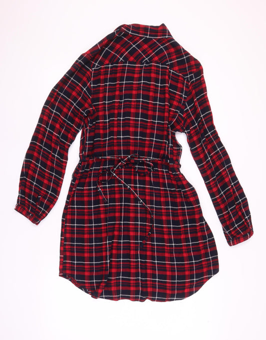 Jack Wills Women's Red Plaid Collared UK 14 Dress