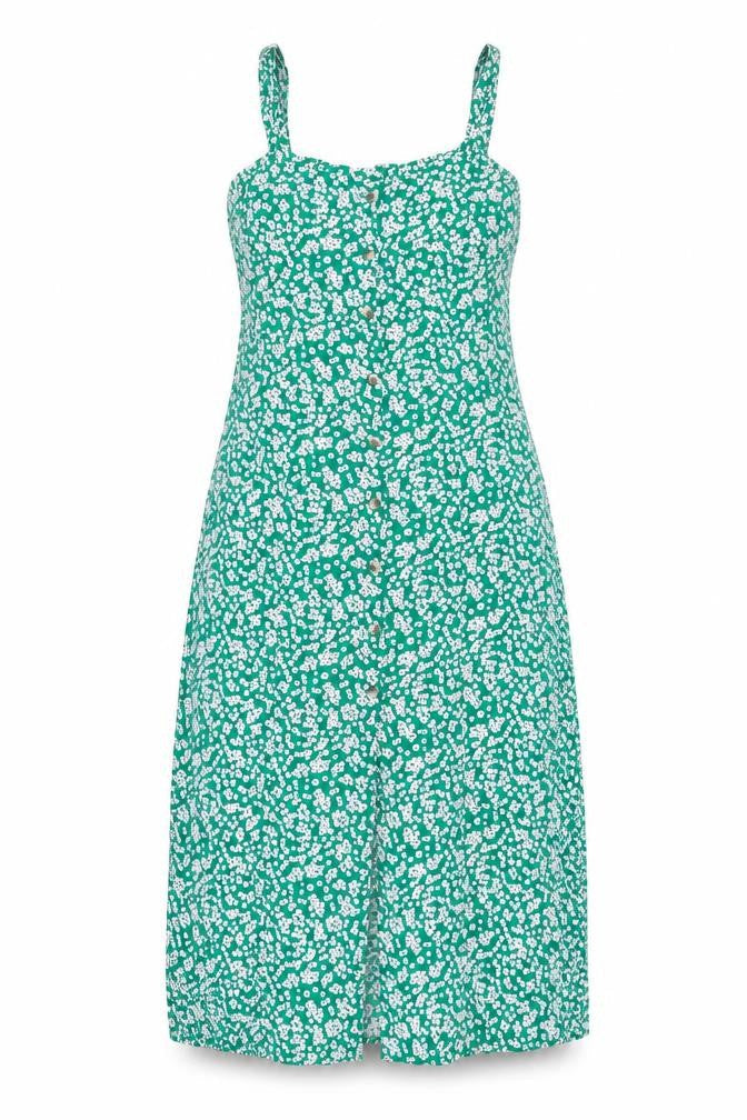 Roman Women's Green Floral Strappy Mid-Length Dress