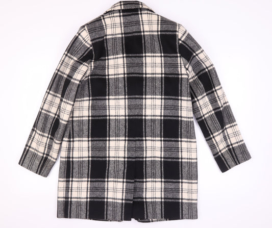 Marks and Spencer Women's Black Check Coat Size 14