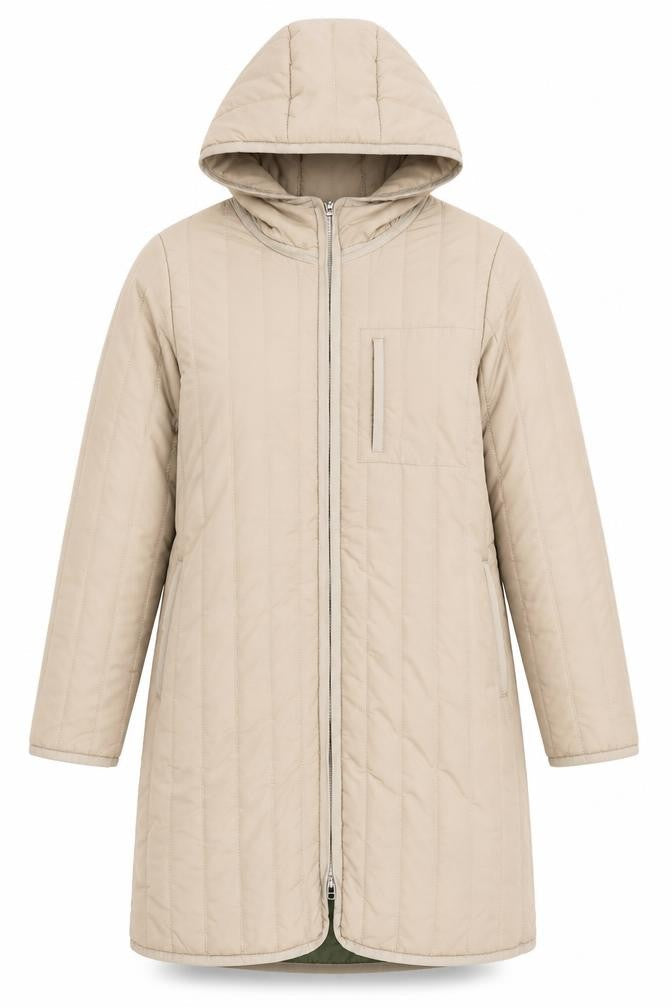 CAT Women's Beige Quilted Hooded Coat - XS