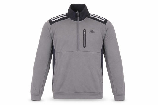 Front view of Adidas Men's Grey 1/4 Zip Sweatshirt XS Sports Logo
