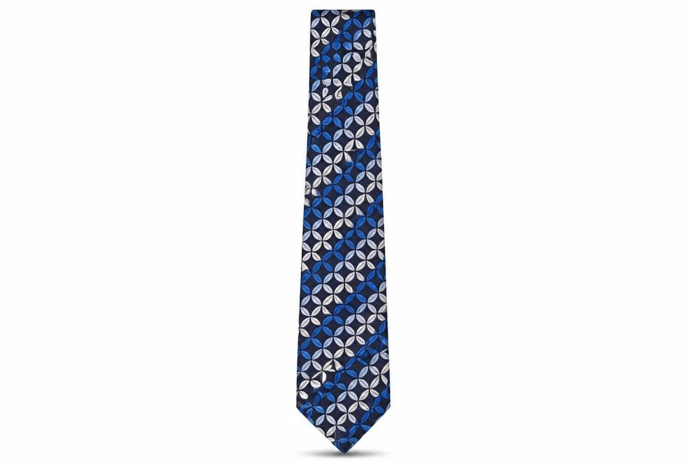 T.M. Lewin Men's Blue Silk Geometric Tie
