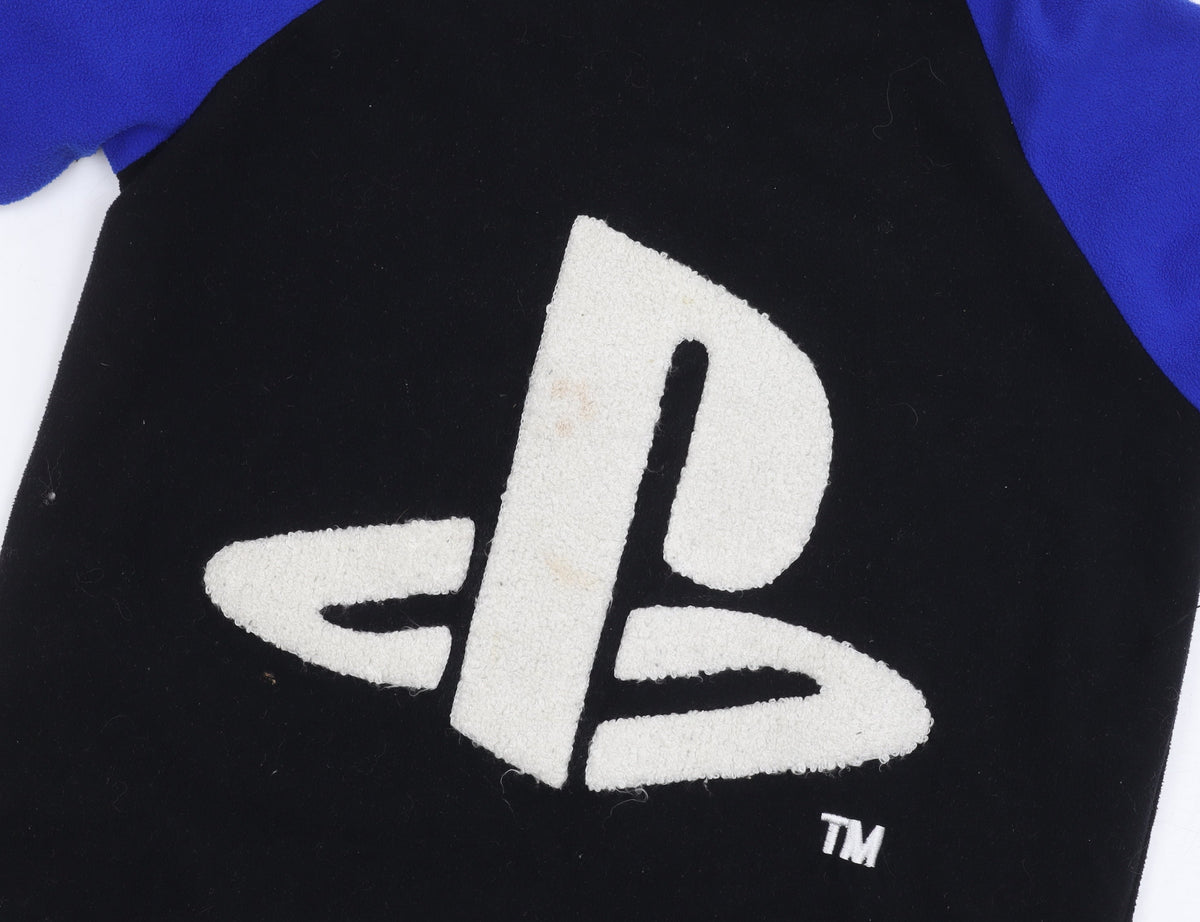 Close-up detail of SICEM boys’ playstation sweatshirt 12-13y black blue