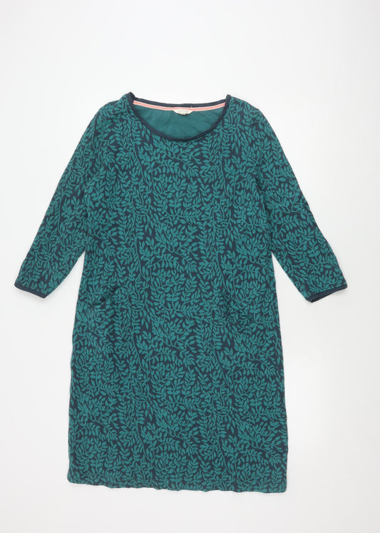 White Stuff Women Green Floral 3/4 Sleeve Dress