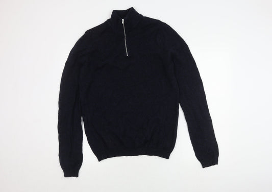 ASOS DESIGN Men's Black M Full Zip Cotton Jumper
