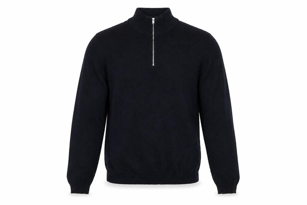 Front view of ASOS DESIGN Men's Black M Full Zip Cotton Jumper
