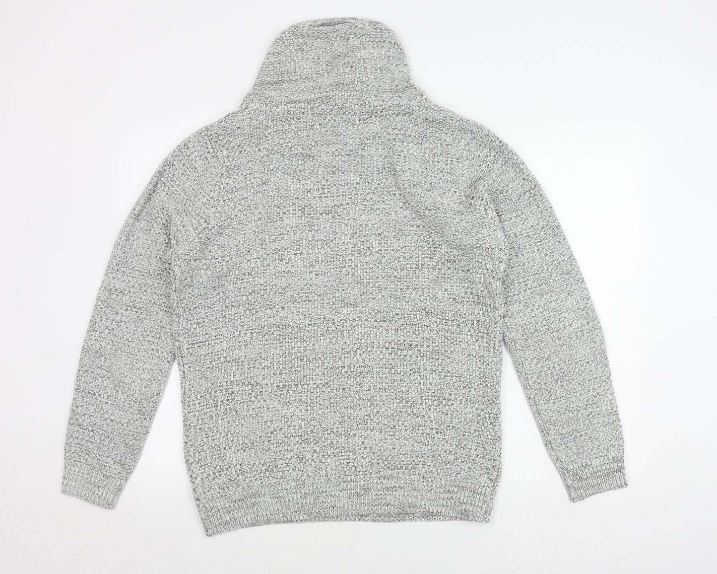 Firetrap Men's Grey Chunky High Neck Pullover Jumper L