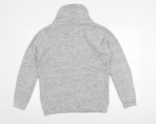 Firetrap Men's Grey Chunky High Neck Pullover Jumper L