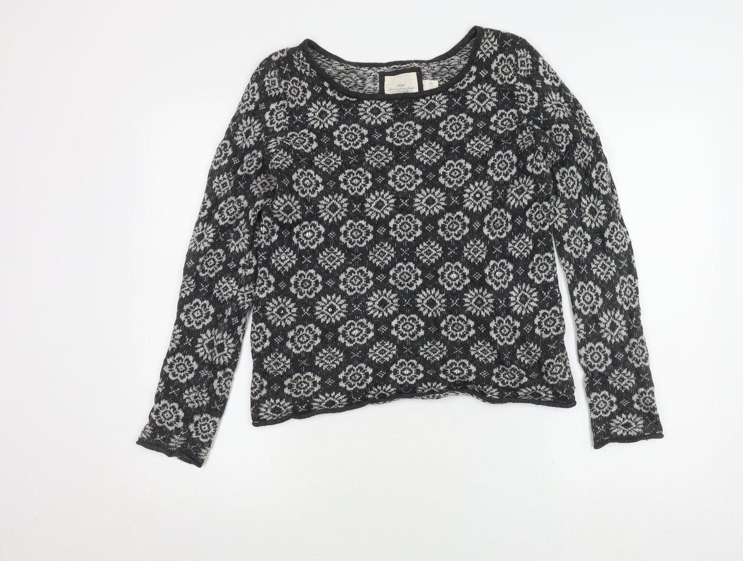 H&M Women's L Black Geometric Knit Jumper