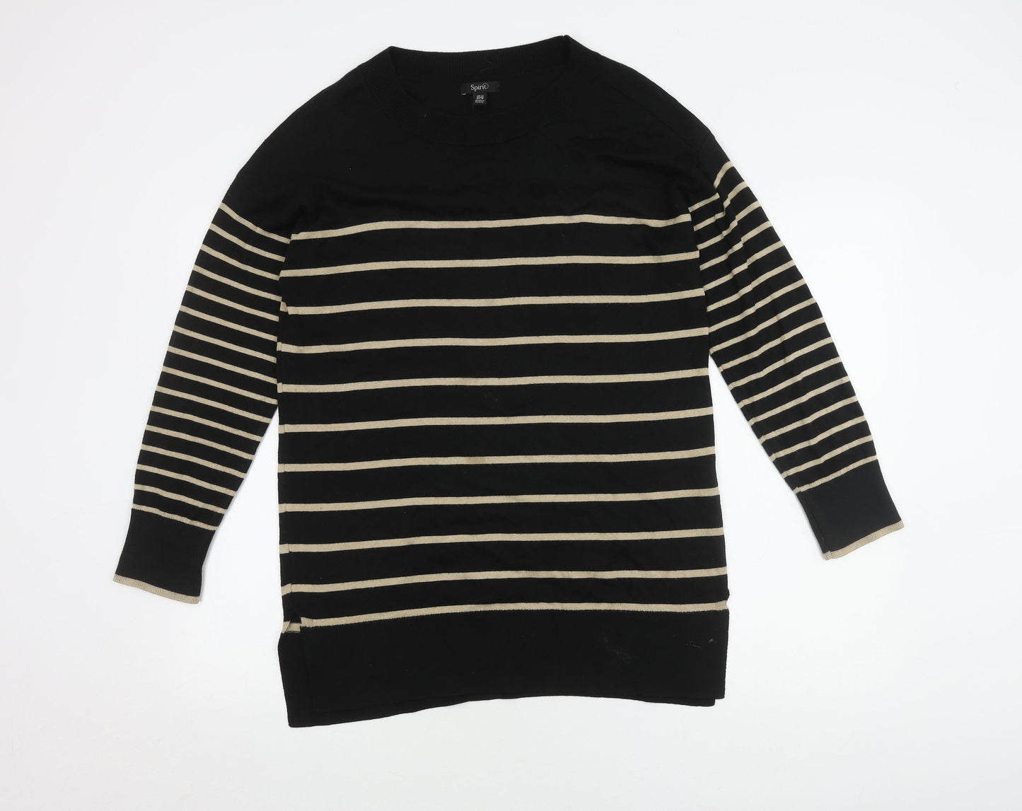 Spirit Women's Black Striped Jumper Size 14