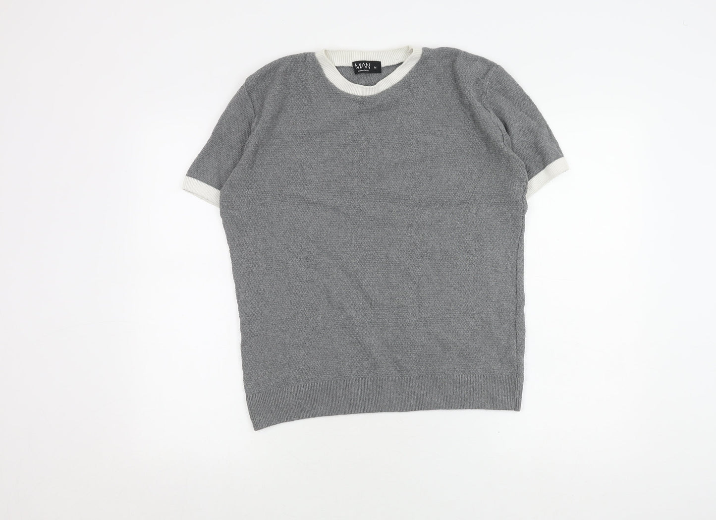 BoohooMAN Grey Crew Neck T-Shirt, Men's M