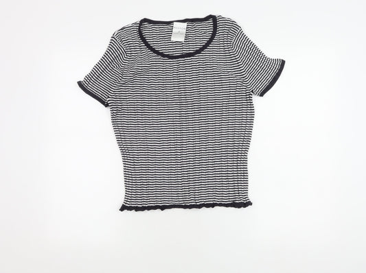 Alexon Women's Black Striped T-Shirt Size 16