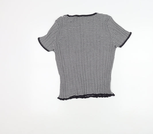 Alexon Women's Black Striped T-Shirt Size 16