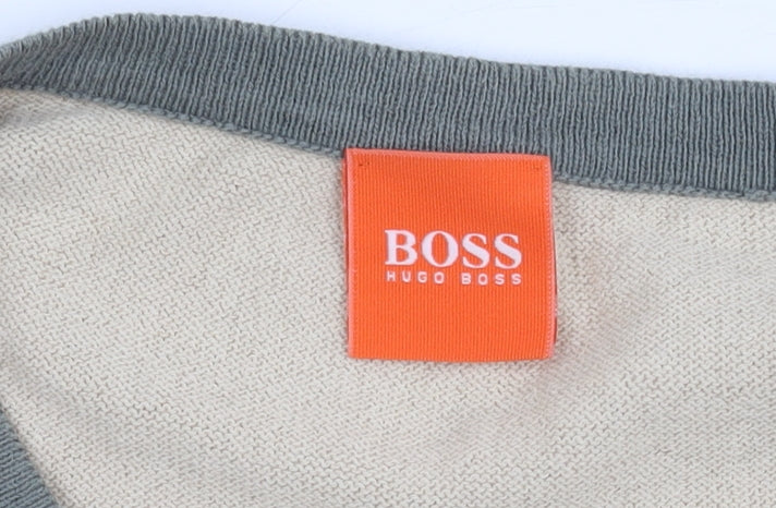 Hugo Boss Men's Beige Cotton Knit Jumper, Size M