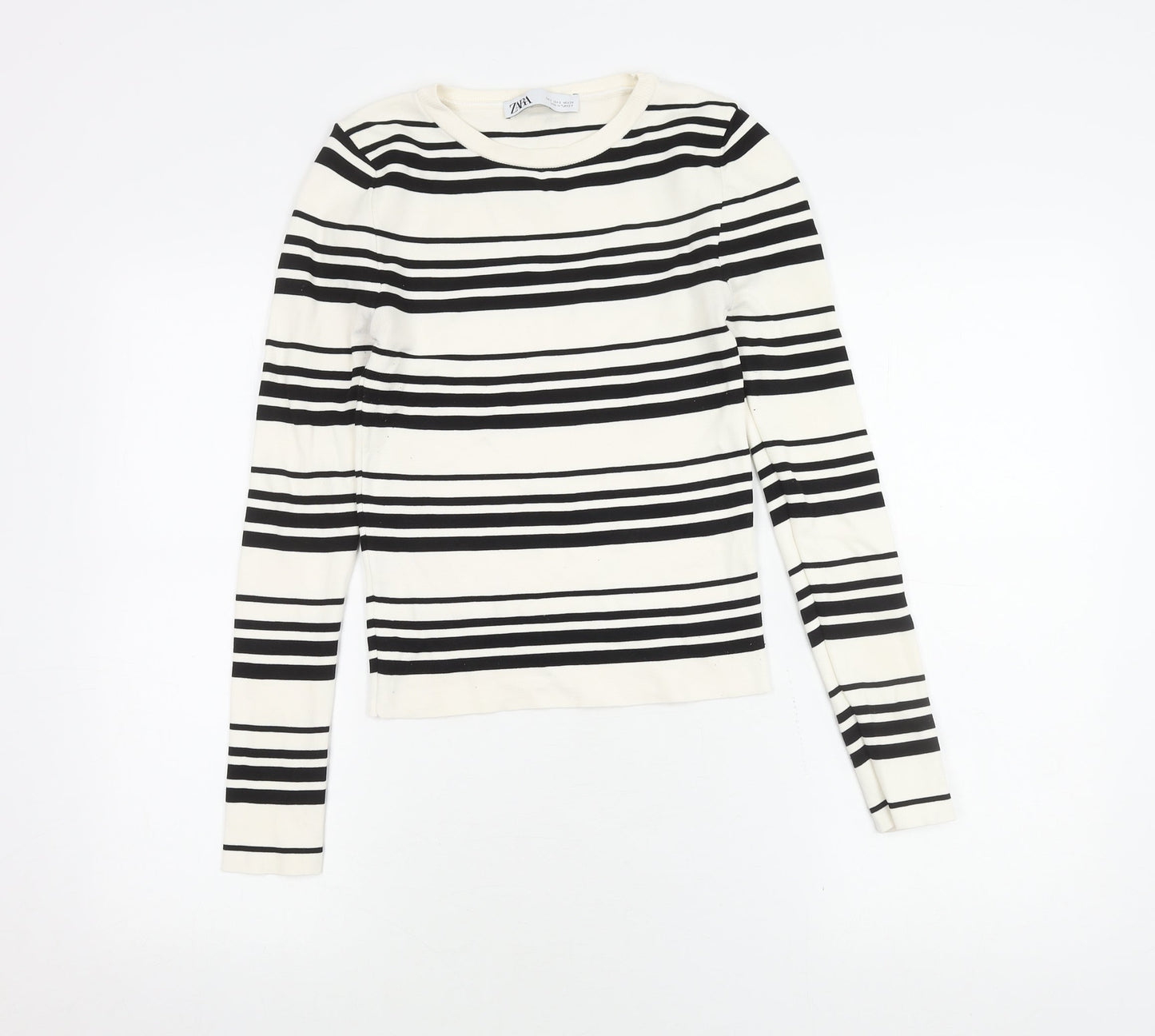 Zara Women's Black White Striped Pullover Jumper, UK 10