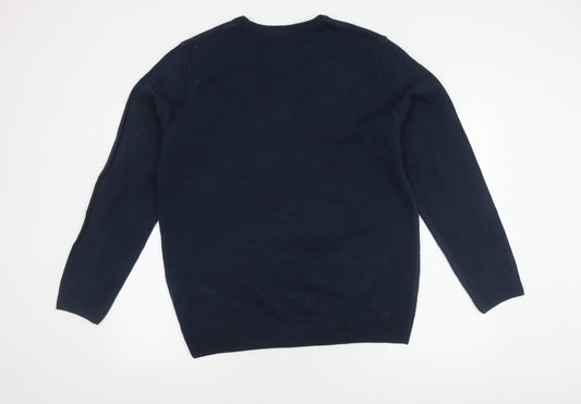 Coca-Cola Men's Blue Christmas Pullover Jumper - L