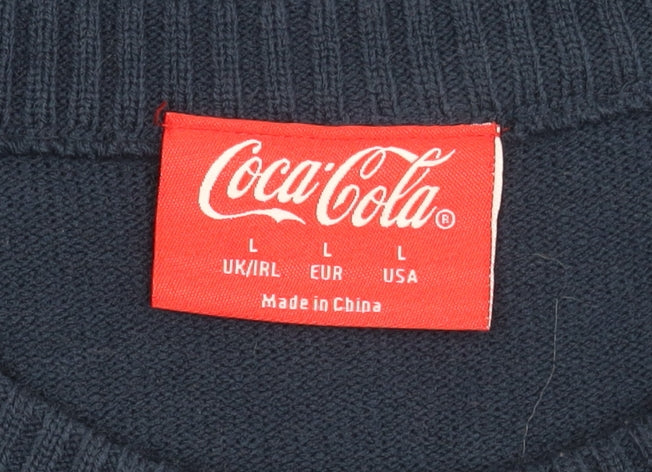 Coca-Cola Men's Blue Christmas Pullover Jumper - L