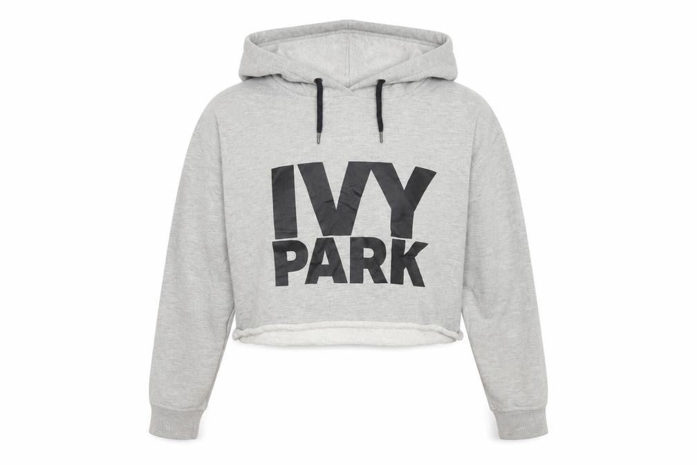 Ivy Park Women's Grey Cropped Hoodie - Medium
