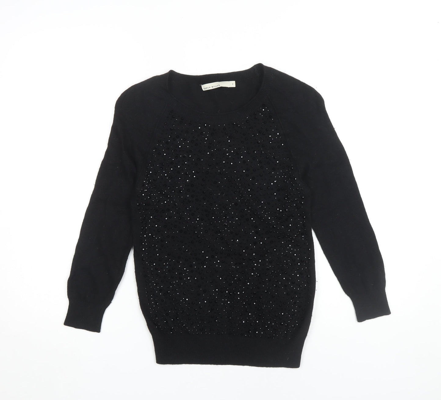 Karen Millen Women's Black Sequin Pullover Jumper, Size 2