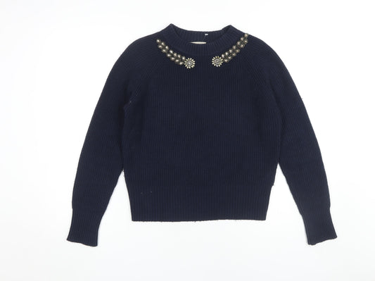 Hobbs Women's Blue Pullover Jumper, Size S, Crew Neck