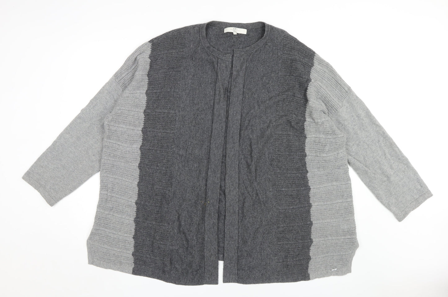 Country Casuals Women's Grey Cardigan, XL, Round Neck Knit