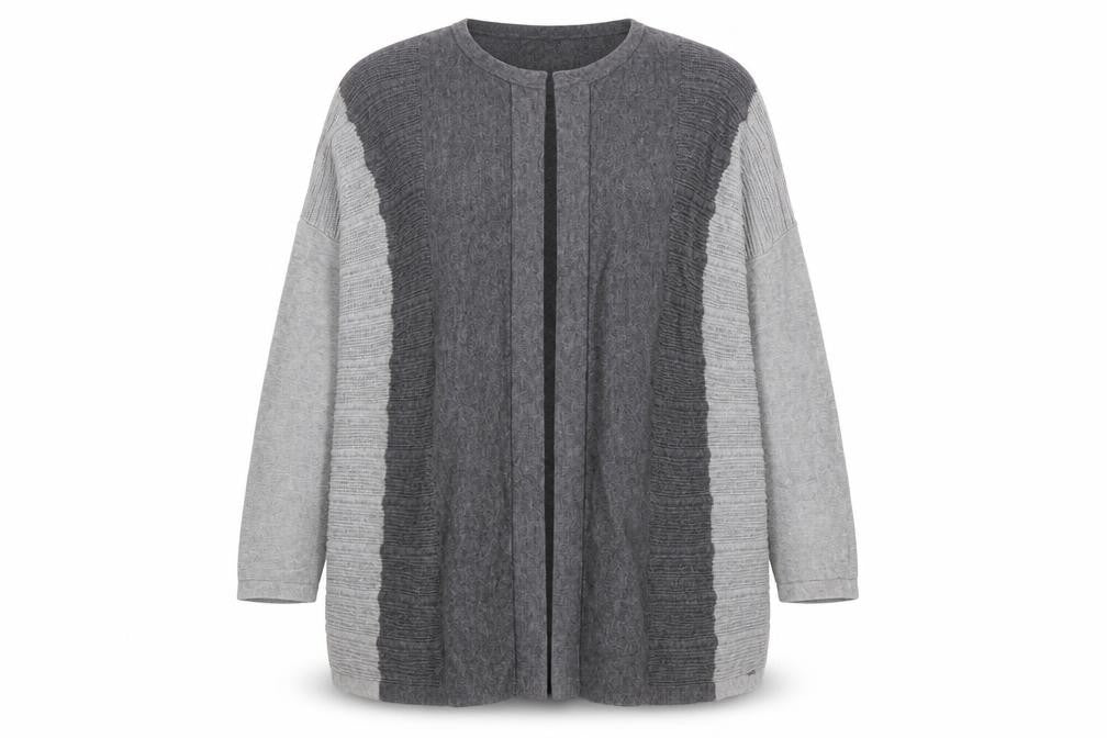Country Casuals Women's Grey Cardigan, XL, Round Neck Knit