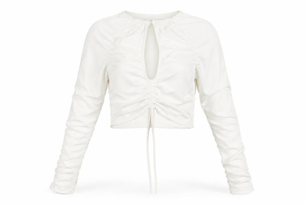 Oh Polly Women's Ivory Cropped Long Sleeve Top Size 10