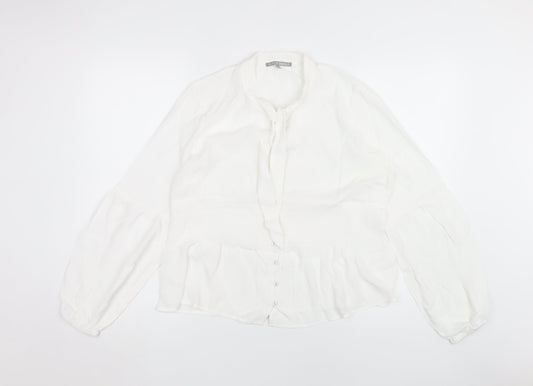 Oliver Bonas White Balloon Sleeve Blouse UK 14
