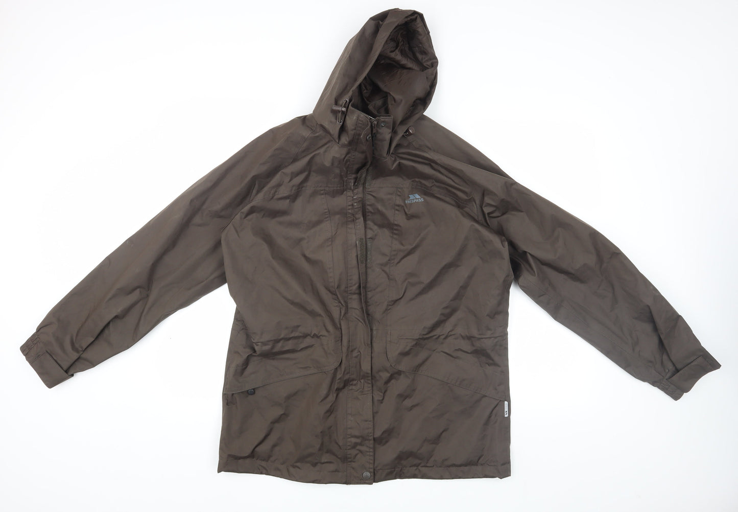Trespass Men's Brown Waterproof Hooded Rain Jacket L