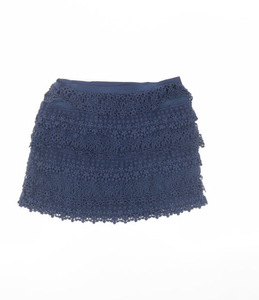 Ralph Lauren Women Blue Mini Crochet Lace Skirt Size 14