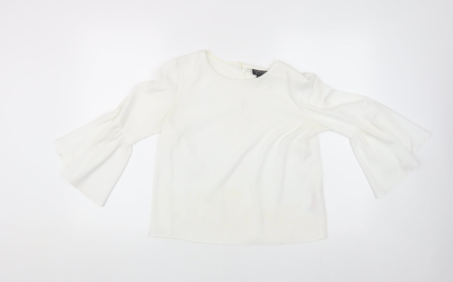 Topshop Women's White Blouse, Size 8, Bell Sleeve