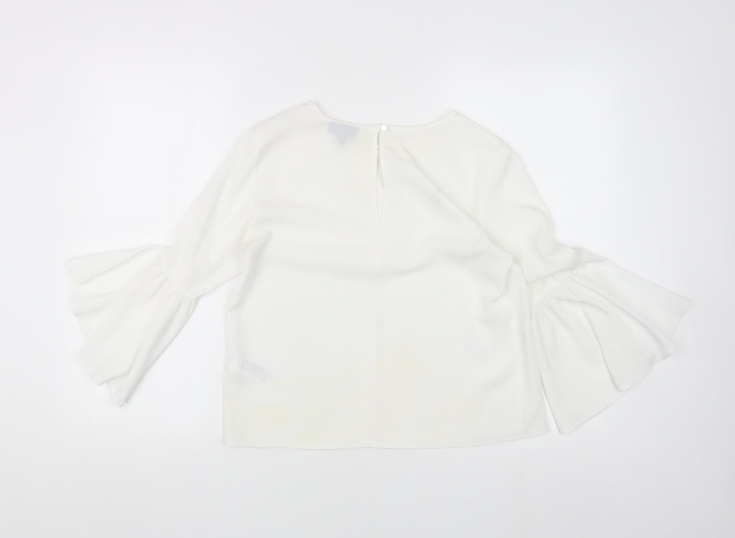 Topshop Women's White Blouse, Size 8, Bell Sleeve