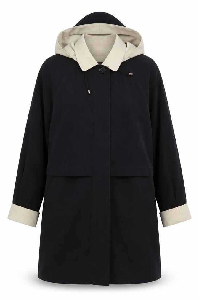 Klass Collection Women's Black Hooded Coat Size 14