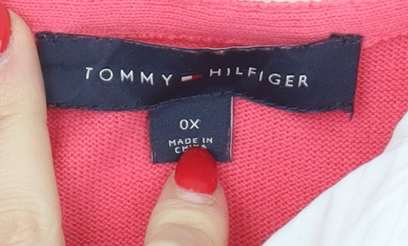 Tommy Hilfiger Women's Pink Argyle Patterned Pullover Jumper L