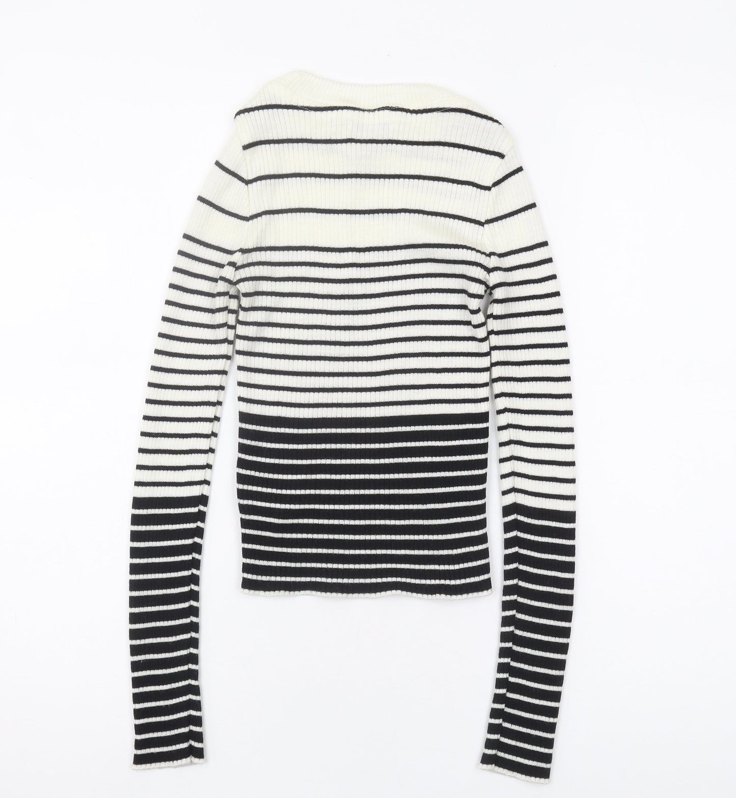 Topshop Women's Black & White Striped Pullover XS